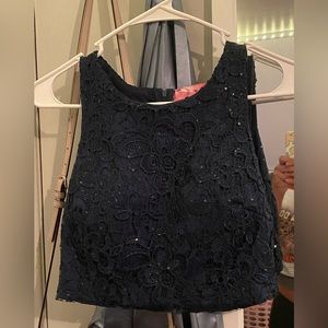 My Michelle Formal Blue Floral Two Piece Set